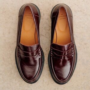 Sezane Albane Loafers Glossy Burgundy - Size 37